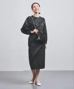 UNITED ARROWS 定価¥26400 ウエストゴム長袖ロングワンピース