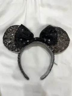 ミニーカチューシャ 黒とグレー スパンコール