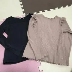 après la coursフリル付き長袖Tシャツ＆メゾピアノのロンT2点セット