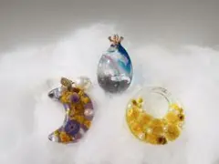 レジンペンダント3個セット！ 牛革紐3本付き