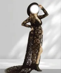 マタニティドレス　ブラック　マタニティフォト