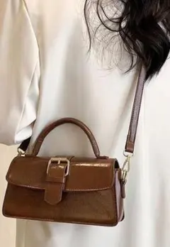 florist 2WAY レザーライクフラップベルト横長ハンドバッグ/ショルダー