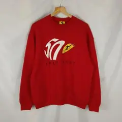 90s　FERRARI　ロゴ　プリント　スウェット　L　レッド　B3710