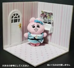 ピンク色のかわいいお部屋【背景ボード】　1/12 ドールハウス　ミニチュア