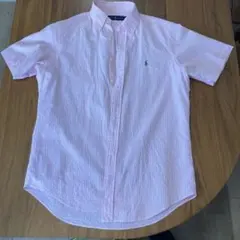 ラルフローレン　シアサッカー　半袖　ボタンダウン　ピンク