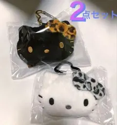 ハローキティ　コインケース　小銭入れ　ブラック　ホワイト　モノクロ　ヒョウ柄