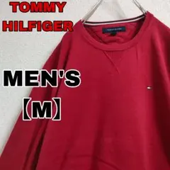 CC89【TOMMY HILFIGER】刺繍 ワンポイント ニット【メンズM】赤