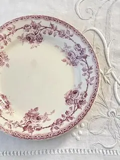 【美品】フランスアンティーク ショワジーロワ 八重の薔薇 平皿