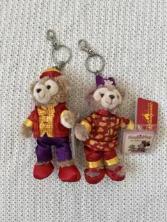 香港ディズニー　ダッフィーシェリーメイ　ぬいぐるみキーホルダー
