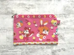 281 ハンドメイドフラットポーチ☆ハニーチューン☆昭和レトロアニマル