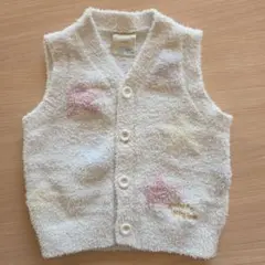 ジェラートピケ ベビーベスト 70-80 ホワイト 星刺繍