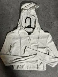 SHEIN Dazy フード付きクロップドトップス S グレー