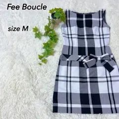 Fee Boucle サイズM メガチェック柄 リボン ノースリーブ ワンピース