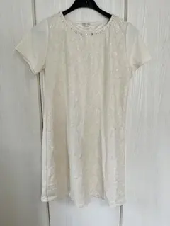 GLACIER（グラシア）　アイボリー レースミニワンピース 半袖