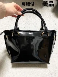 黒　エナメル　ハンドバッグ　ショルダーバッグ
