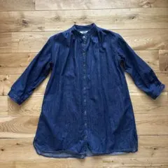 UNIQLO U キッズデニムシャツワンピース 130 ダークブルー