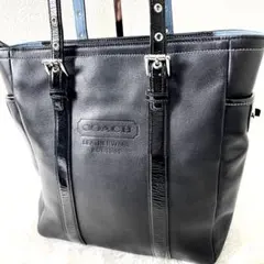 コーチ　COACH トートバッグ　ハンドバッグ　ターンロック　ブラック　レザー