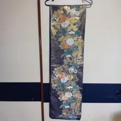 袋帯 花柄 金箔使用