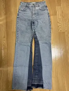 ZARA パッチワークデザイン フレアデニムパンツ