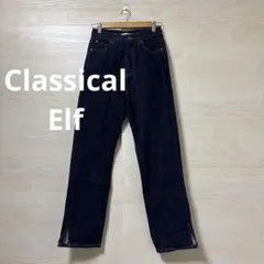 Classical Elf★ハイウエスト サイドスリット デニム ジーパン 無地