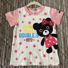 MIKIHOUSE DOUBLE.B 半袖Tシャツ ピンク×白 星柄 100cm