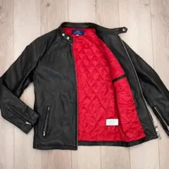 美品　アーバンリサーチ レザージャケット シングルライダース 本革 ブラック 赤のサムネイル