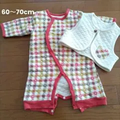 ベビー ロンパース ベスト ２点セット 冬 防寒 星