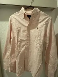 ラルフ ローレン オレンジストライプ　ボタンダウンシャツ　ポロ刺繍