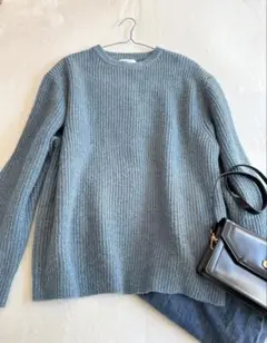 アダムエロペ ミックスカラー ニット クルーネック グリーン ブルー セーター
