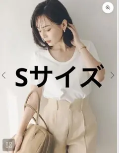 m*読様 アニュアンス　シルクタッチコットンUネックT WHITE S 新品同様のサムネイル