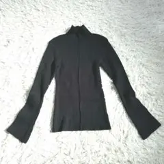 美品　nairo ナイロ フレアスリーブ ハイネック リブニット ブラック S