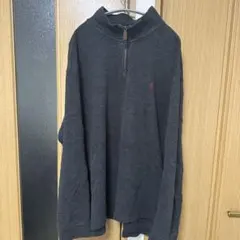 【XXL】ポロラルフローレン ハーフジップ スウェット ダークグレー 刺繍ロゴ