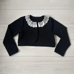 黒のレース襟付きクロップドジャケット　120