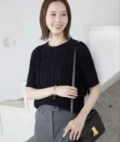 SLOBE IENA シャギーコットンケーブルニット サマーニットのサムネイル