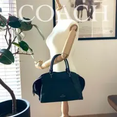 コーチ シボ革×スエード ハンドバッグ ドリュー サッチェル 黒 y2k
