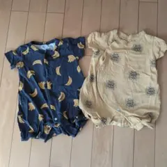 オーガニックコットンロンパース2点セット50-60センチ