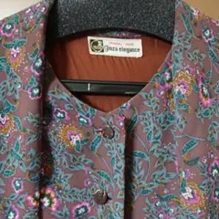 レトロ 花柄ワンピース チャコール✕ピンク アンティーク