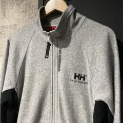古着 ヘリーハンセン 切り替えフリースジャケット グレー×ブラック M