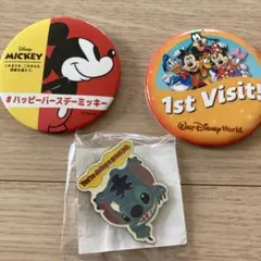 ディズニーバッジとスティッチピンバッジ　非売品　セット