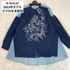 タグ付き未使用◆イズスカラー【豪華刺繍/2023年モデル◆ デニム切替シャツ】のサムネイル