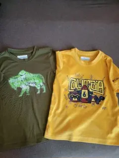 Columbia イエローとオリーブグリーン Tシャツ (110)(120)