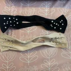 デフトバン 白黒 パール付き ヘアアクセ