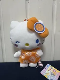 ハローキティ サンリオキャラクターズ フルーツポンチ柄がま口ポーチ カラビナ付き