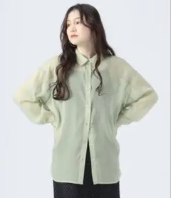 BEAMS 長袖シアー レギュラーシャツ グリーン　ZARA SLY KBFのサムネイル