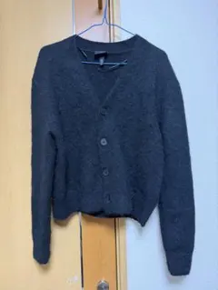 H&M ルーズフィット　ファジーカーディガン　ブラック　xs未使用　短丈