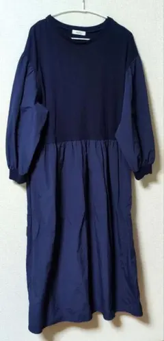美品・アースミュージックアンドエコロジー・ドッキングワンピース・ネイビーF