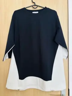 ドロスト使い配色　デザインチュニック　L