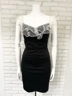 BayBClub キャバドレス　ドットシアーフリル　リボン　ボディコン