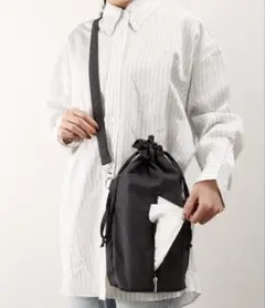 3COINS ティッシュケースバッグ（チャコールグレー）