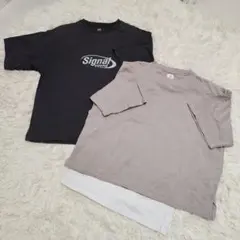 GLOBAL WORK　AND YUA ANY黒とベージュのTシャツ2枚セット